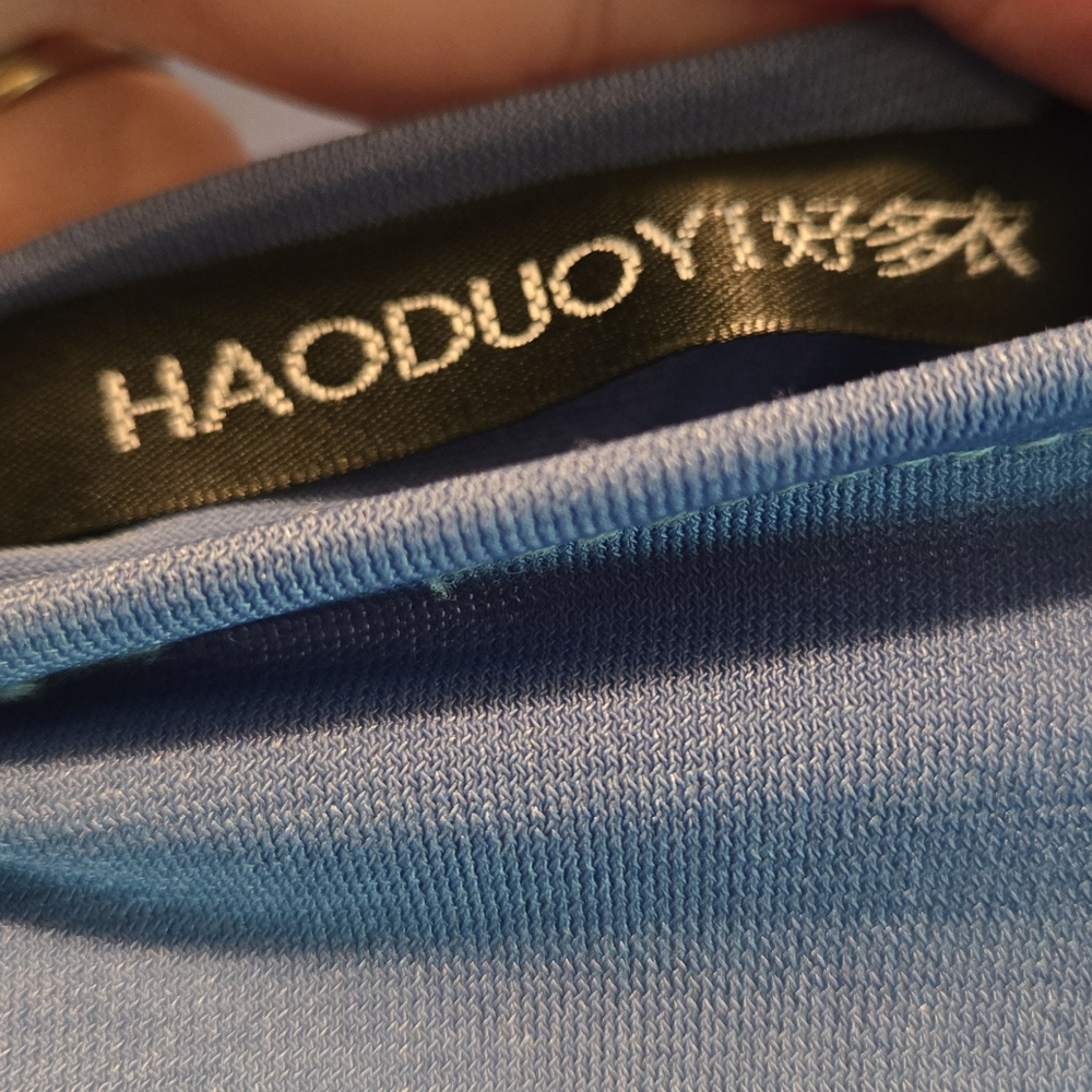 HAODUOYI Blue Maxi Dress Strapless Backless Gradient Color SzL - Picture 11 of 12